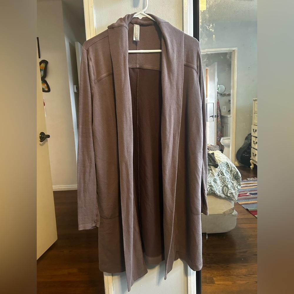Athleta Brown Ribbed Cardigan